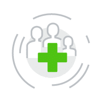 Group of people with medical cross icon